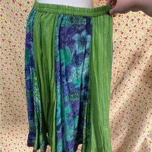 Vintage Floral Green and Blue Women's Skirt size PL